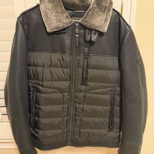 Michael Kors Black Puffer Jacket with Gray Collar